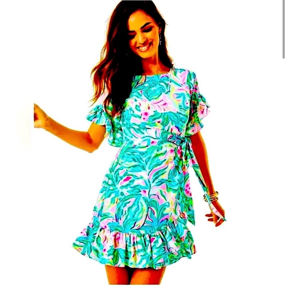 Lilly Pulitzer Vibrant Pink and Green Dress one in a Melon